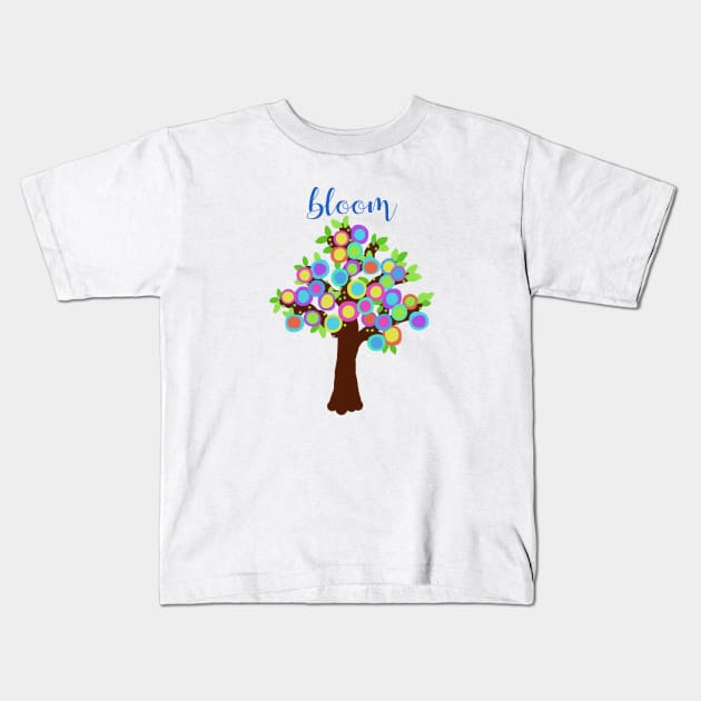 Bloom Tree in Bright Colors Kids T-Shirt by Whoopsidoodle